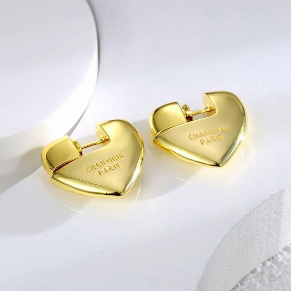 Letter Heart Star Earrings Sterling Silver Gold Plated Women Jewelry - Picture 4 of 9